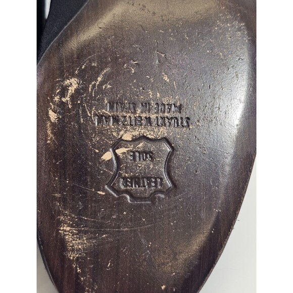 LM‎ Women's 8 Stuart Weitzman Black Open Toe Bow Detail Kitten Heels Pumps Shoes - Picture 9 of 9